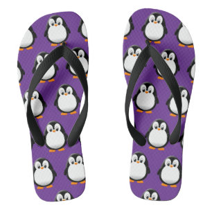 Schattige Pinguïn Cartoon Paars Teenslippers