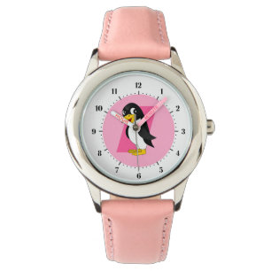 Schattige pinguïn cartoon - roze horloge
