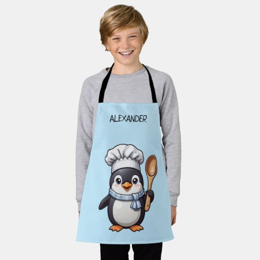 Schattige Pinguïn Chef Personaliseer Kinderen Scho Schort (Gedragen)