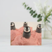 Schattige pinguïn Cupcake bovenaan Briefkaart (Staand voorkant)