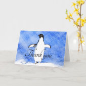 Schattige pinguïn dank je kaart (Gele Bloem)