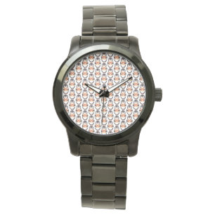 Schattige pinguïn die een bord vasthoudt met het n horloge