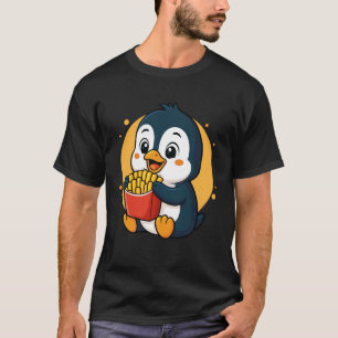 Schattige pinguïn die friet eet, grappig Kawaii di T-shirt