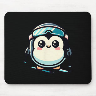 Schattige pinguïn die skiet met een skibril alpenw muismat