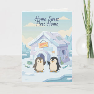Schattige Pinguïn Eerste Thuis   Thuis Zoete Eerst Kaart