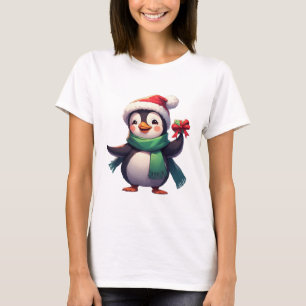 Schattige pinguïn gekleed voor Kerstmis T-shirt