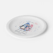 Schattige Pinguïn Geslacht Onthullen Hij of Zij Wi Papieren Bordje (Gekanteld)