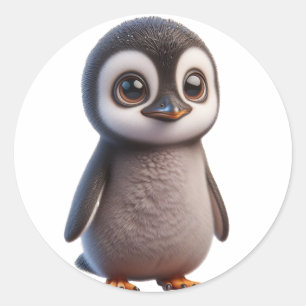 Schattige pinguïn karakterillustratie - Charmant Ronde Sticker