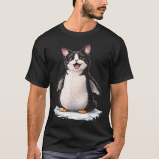 Schattige Pinguïn Kat Hybride Grappig Dier T-shirt