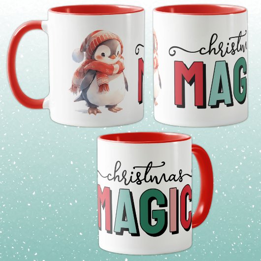 Schattige pinguïn kerst magie mok