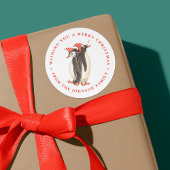 Schattige Pinguïn Kerst Vakantie Naam Ronde Sticker
