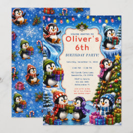 Schattige Pinguïn Kerstfeest Kaart