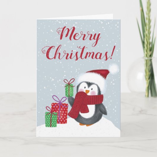 Schattige Pinguïn Kerstmis Kaart (Voorkant)