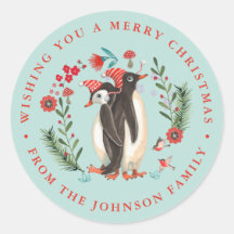 Schattige Pinguïn Kerstvakantie Naam blauw
