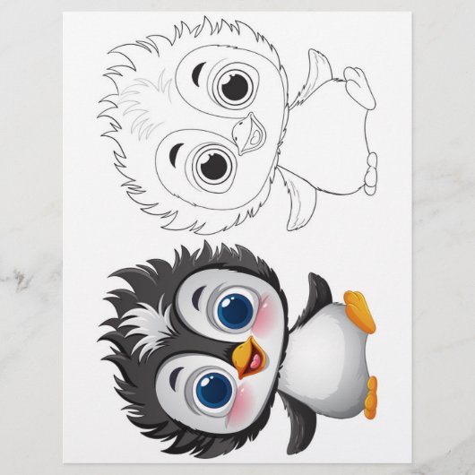 Schattige pinguïn kleurplaat (Voorkant)