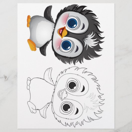 Schattige pinguïn kleurplaat flyer (Voorkant)
