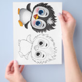 Schattige pinguïn kleurplaat flyer (Hand)