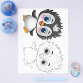 Schattige pinguïn kleurplaat flyer (Enkel)
