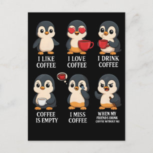 Schattige Pinguïn Koffieliefhebber Emoties Voor El Briefkaart