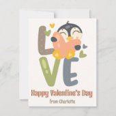 Schattige Pinguïn Liefde Kinderen Klaslokaal Valen Feestdagenkaart (Voorkant)