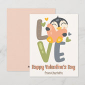 Schattige Pinguïn Liefde Kinderen Klaslokaal Valen Feestdagenkaart (Voorkant / Achterkant)