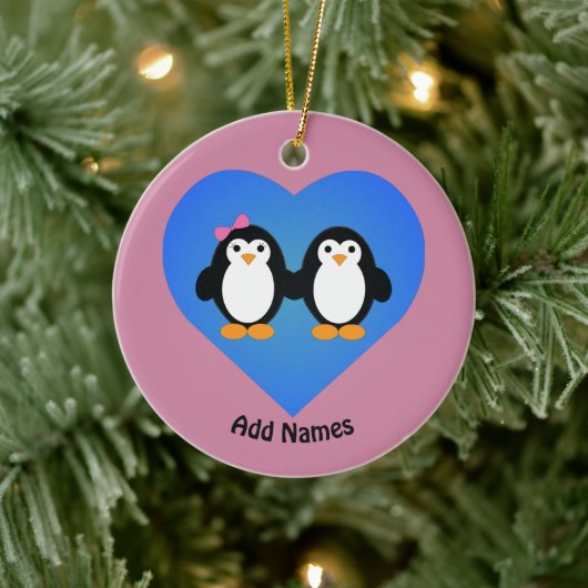 Schattige pinguïn Love Keramisch Ornament (Boom)