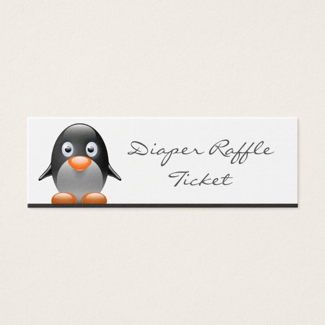 Schattige Pinguïn Luier Raffle Ticket - Skinny Kaa Mini Visitekaartjes (Voorkant)