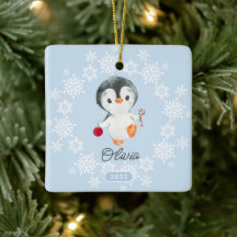 Schattige Pinguïn Meisjes Kerstmis