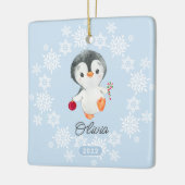 Schattige Pinguïn Meisjes Kerstmis Keramisch Ornament (Links)