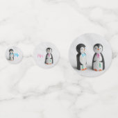 Schattige Pinguïn Meneer & Mevrouw Wintertrouw Confetti (Voorkanten)