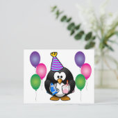 Schattige pinguïn met ballon briefkaart (Staand voorkant)