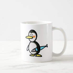 Schattige Pinguïn met een Blauwe Vis Koffiemok