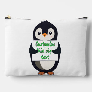 Schattige pinguïn met een bord voor gepersonalisee etui