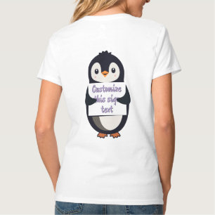 Schattige pinguïn met een bord voor gepersonalisee t-shirt