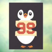 Schattige pinguïn met een bordje raamsticker (Vel 3)