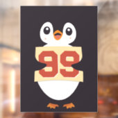 Schattige pinguïn met een bordje raamsticker (Vel 2)