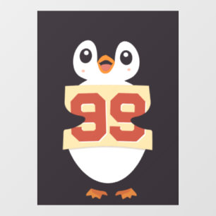 Schattige pinguïn met een bordje raamsticker