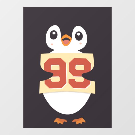 Schattige pinguïn met een bordje raamsticker (Vel)