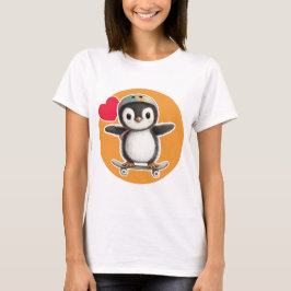 Schattige pinguïn met een skateboard t-shirt