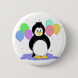 Schattige Pinguïn met Feestballonnen Ronde Button 5,7 Cm