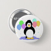 Schattige Pinguïn met Feestballonnen Ronde Button 5,7 Cm (Voorkant /achterkant)