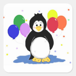 Schattige Pinguïn met Feestballonnen Vierkante Sticker