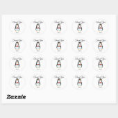 Schattige pinguïn met hart dank je ronde sticker (Vel)