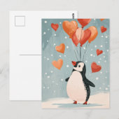 Schattige pinguïn met hartballons briefkaart (Voorkant / Achterkant)