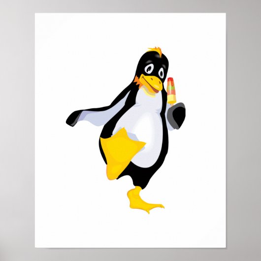 schattige pinguïn met ijs poster (Voorkant)