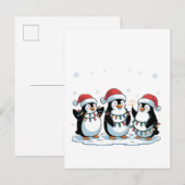 Schattige pinguïn met kerstmanhoed Kerstpinguïn Li Uitnodiging Briefkaart (Voorkant / Achterkant)