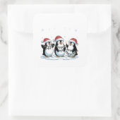 Schattige pinguïn met kerstmannenhoed Kerstpinguïn Vierkante Sticker (Tas)