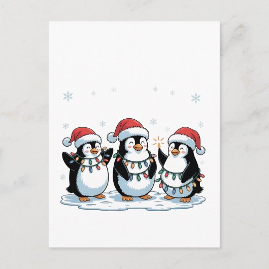 Schattige pinguïn met kerstmuts Kerstpinguïn liefh Uitnodiging Briefkaart (Voorkant)