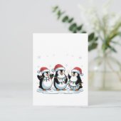 Schattige pinguïn met kerstmuts Kerstpinguïn liefh Uitnodiging Briefkaart (Staand voorkant)