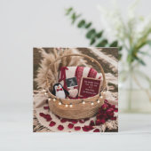 Schattige pinguïn met Rozen zwangerschapsaankondig Feestdagenkaart (Staand voorkant)